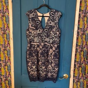 Blue lace cocktail dress